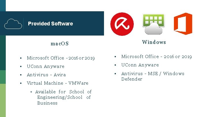 Provided Software Windows mac. OS ▪ Microsoft Office - 2016 or 2019 ▪ UConn