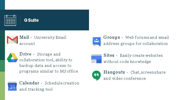 G Suite Mail - University Email Groups - Web forums and email account address