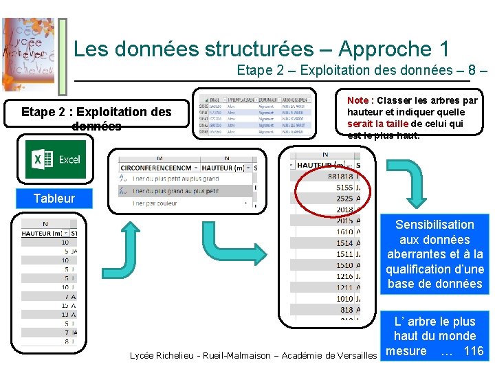 Les données structurées – Approche 1 Etape 2 – Exploitation des données – 8