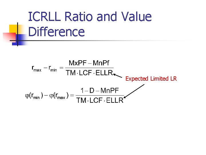 ICRLL Ratio and Value Difference Expected Limited LR 