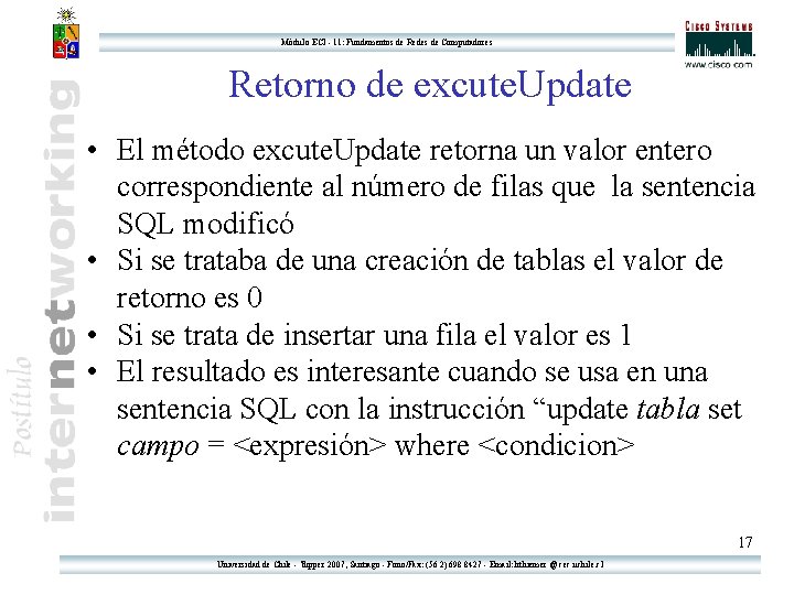 Módulo ECI - 11: Fundamentos de Redes de Computadores Retorno de excute. Update •