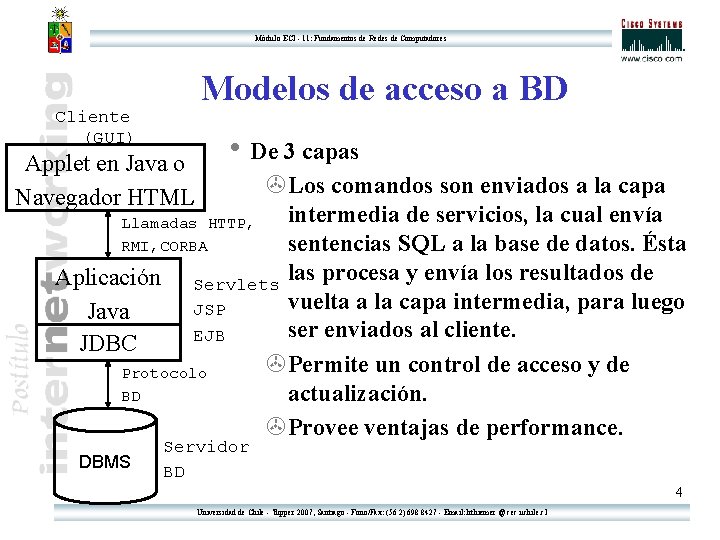 Módulo ECI - 11: Fundamentos de Redes de Computadores Modelos de acceso a BD