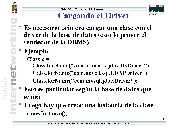 Módulo ECI - 11: Fundamentos de Redes de Computadores Cargando el Driver h. Es