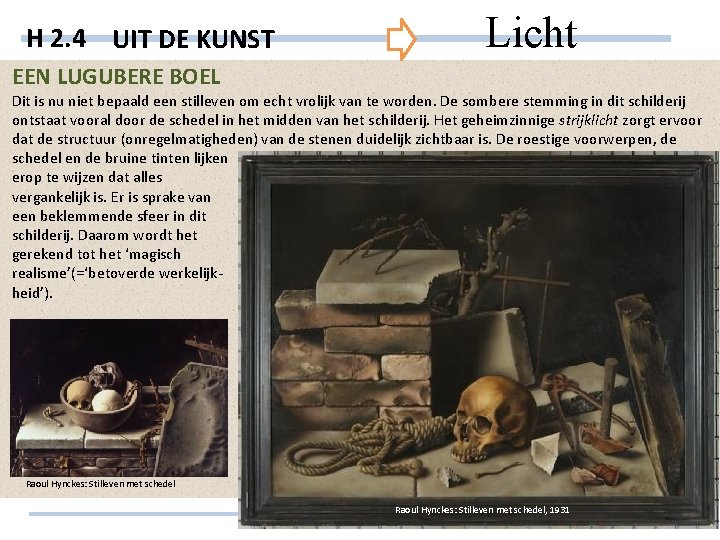 H 2. 4 UIT DE KUNST Licht EEN LUGUBERE BOEL Dit is nu niet