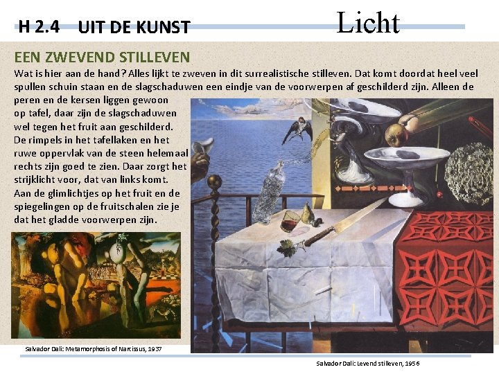H 2. 4 UIT DE KUNST Licht EEN ZWEVEND STILLEVEN Wat is hier aan