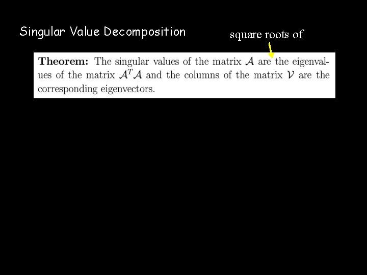 Singular Value Decomposition square roots of 