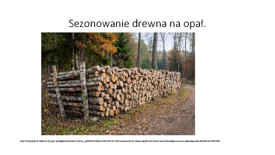 Sezonowanie drewna na opał. http: //www. gizycko. bialystok. lasy. gov. pl/widget/aktualnosci/-/asset_publisher/1 M 8 a/content/19