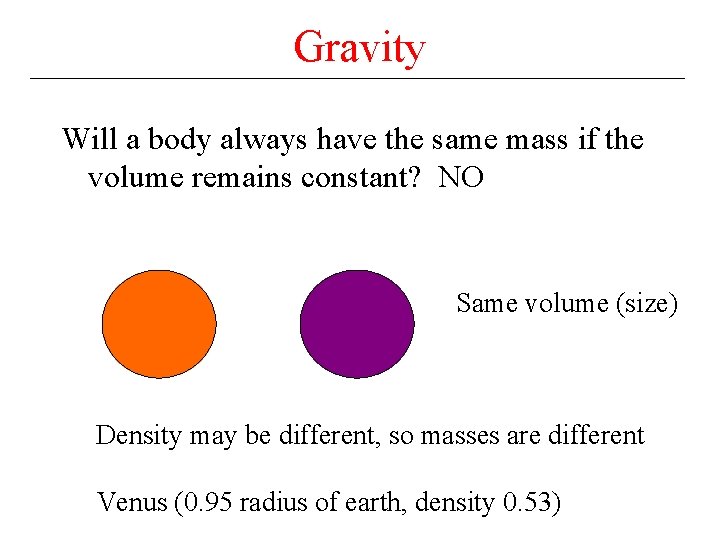 Gravity Will a body always have the same mass if the volume remains constant?