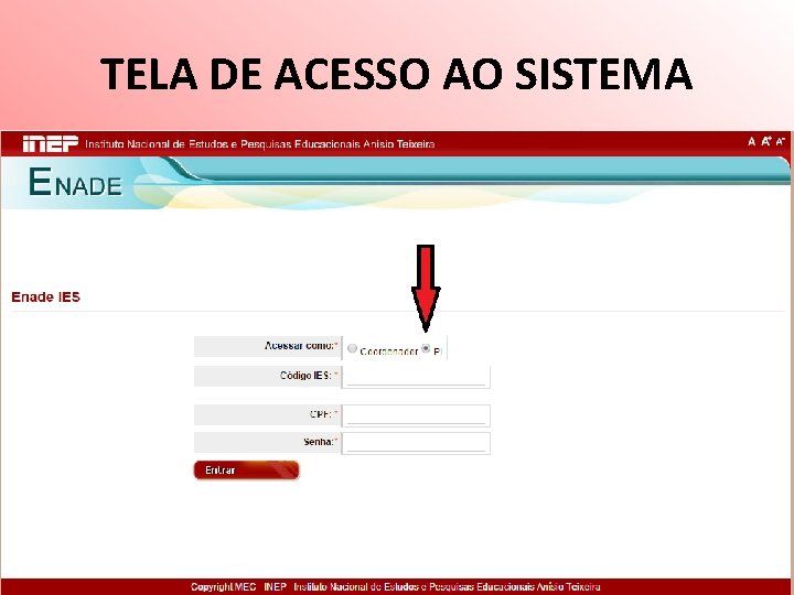 TELA DE ACESSO AO SISTEMA 