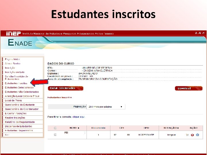 Estudantes inscritos 