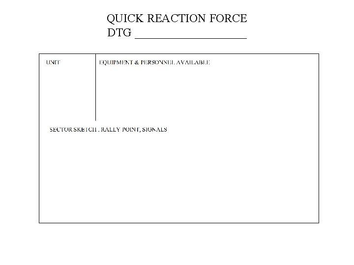 QUICK REACTION FORCE DTG __________ 