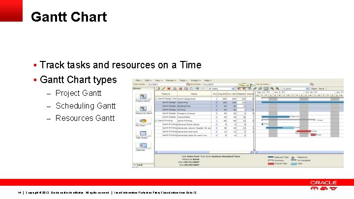 Gantt Chart § Track tasks and resources on a Time § Gantt Chart types