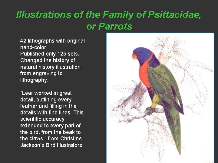 Illustrations of the Family of Psittacidae, or Parrots 42 lithographs with original hand-color Published