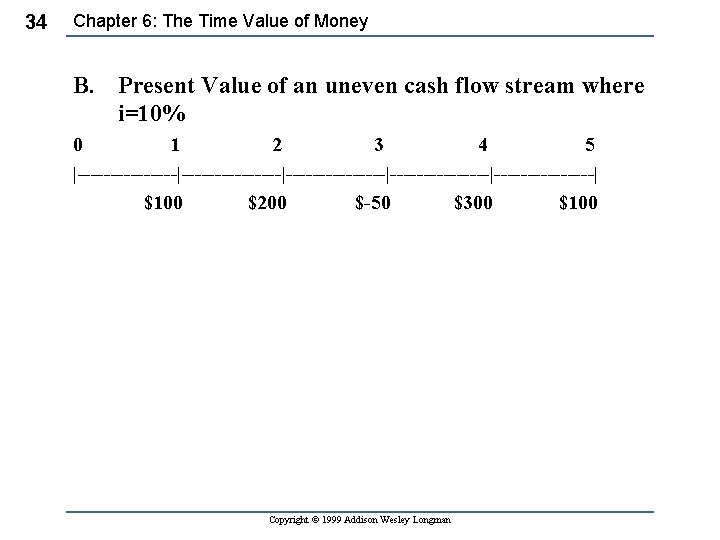 34 Chapter 6: The Time Value of Money B. Present Value of an uneven