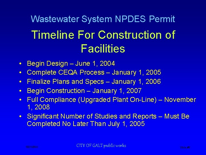 Npdes Permit Project Example Wastewater System NPDES Permit Summary of NPDES Permits