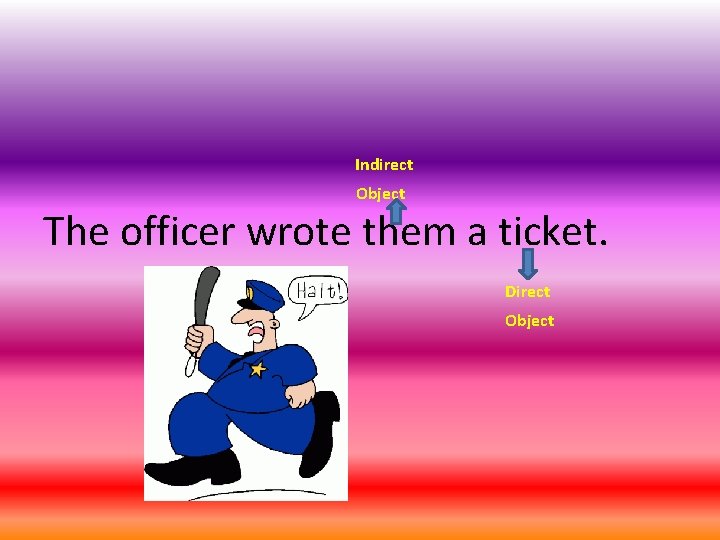 Indirect Object The officer wrote them a ticket. Direct Object 