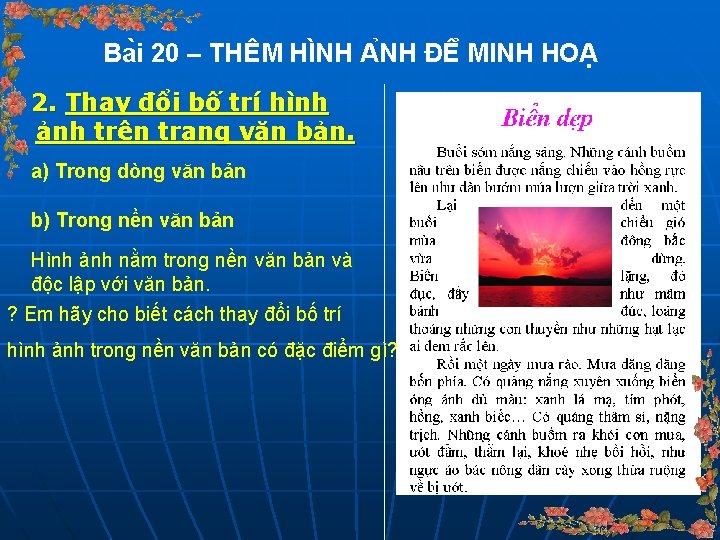 Ba i 20 – THÊM HI NH A NH ĐÊ MINH HOA 2. Thay