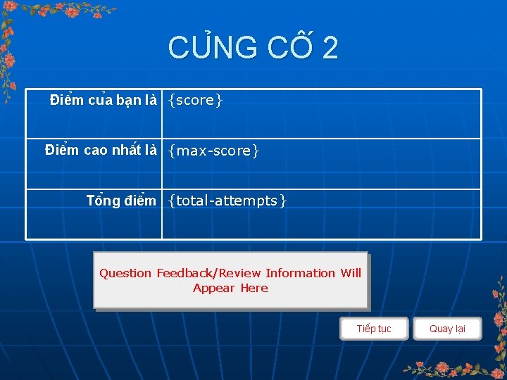 CU NG CÔ 2 Điê m cu a ba n là {score} Điê m