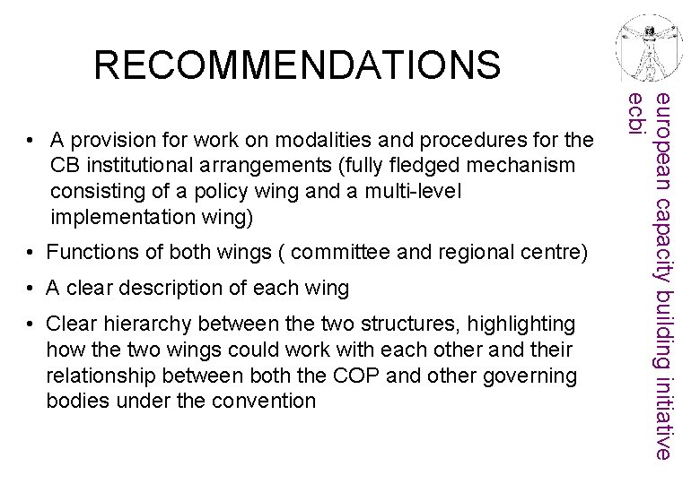 RECOMMENDATIONS • Functions of both wings ( committee and regional centre) • A clear