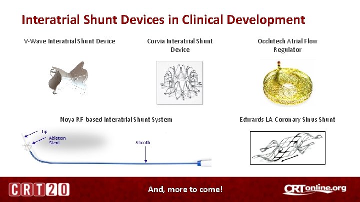 Interatrial Shunt Devices in Clinical Development V-Wave Interatrial Shunt Device Corvia Interatrial Shunt Device