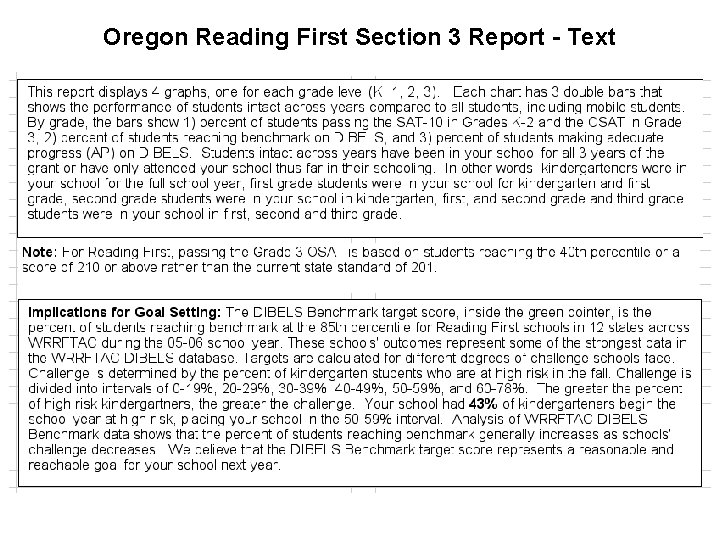 Oregon Reading First Section 3 Report - Text 