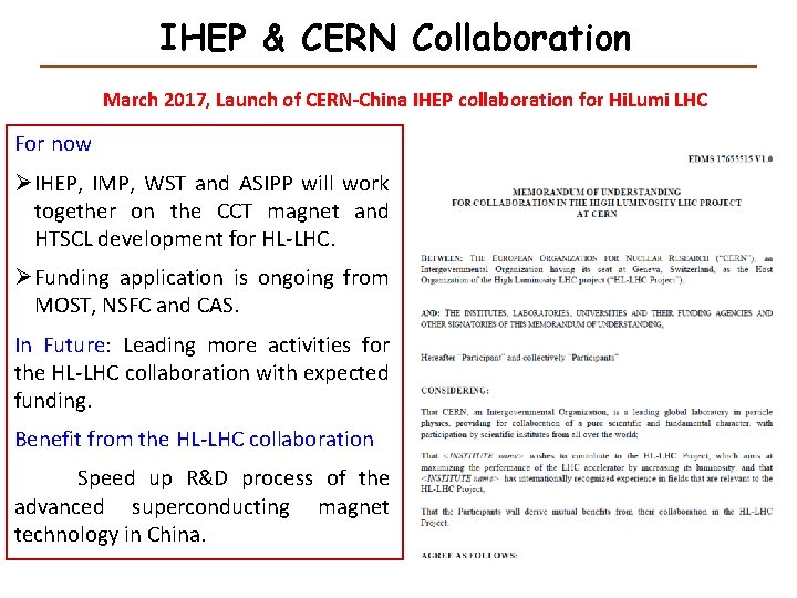IHEP & CERN Collaboration March 2017, Launch of CERN-China IHEP collaboration for Hi. Lumi IHEP & CERN Collaboration March 2017, Launch of CERN-China IHEP collaboration for Hi. Lumi