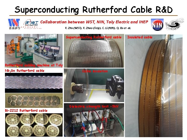 Superconducting Rutherford Cable R&D Collaboration between WST, NIN, Toly Electric and IHEP Y. Zhu Superconducting Rutherford Cable R&D Collaboration between WST, NIN, Toly Electric and IHEP Y. Zhu