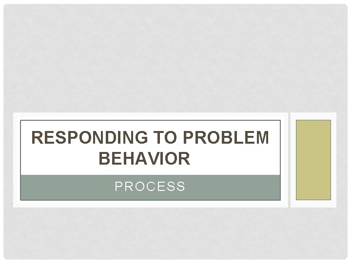 RESPONDING TO PROBLEM BEHAVIOR PROCESS 