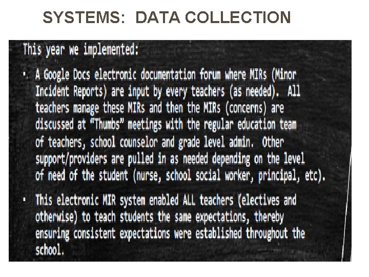 SYSTEMS: DATA COLLECTION 