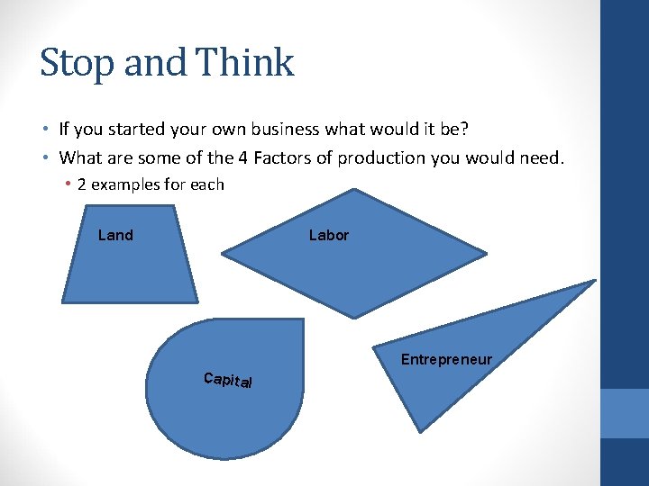 Stop and Think • If you started your own business what would it be?