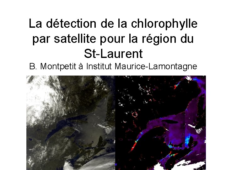 La détection de la chlorophylle par satellite pour la région du St-Laurent B. Montpetit