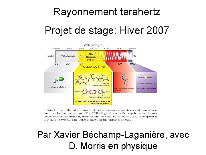 Rayonnement terahertz Projet de stage: Hiver 2007 Par Xavier Béchamp-Laganière, avec D. Morris en