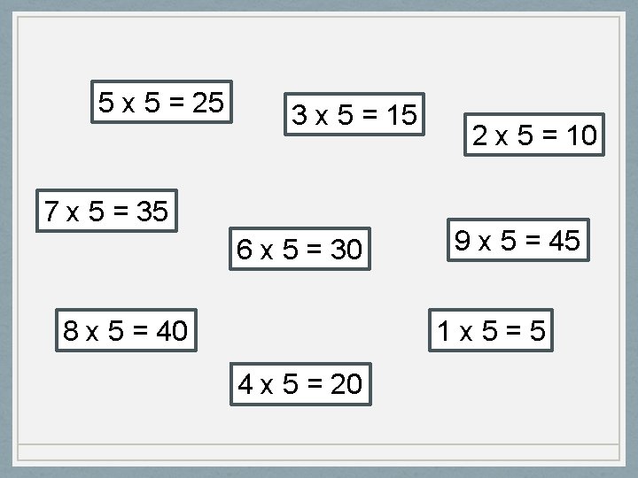 5 x 5 = 25 3 x 5 = 15 7 x 5 =