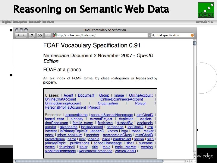 Reasoning on Semantic Web Data Digital Enterprise Research Institute n n www. deri. ie