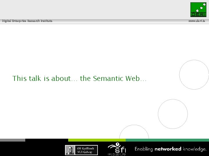 Digital Enterprise Research Institute This talk is about… the Semantic Web… 2 www. deri.