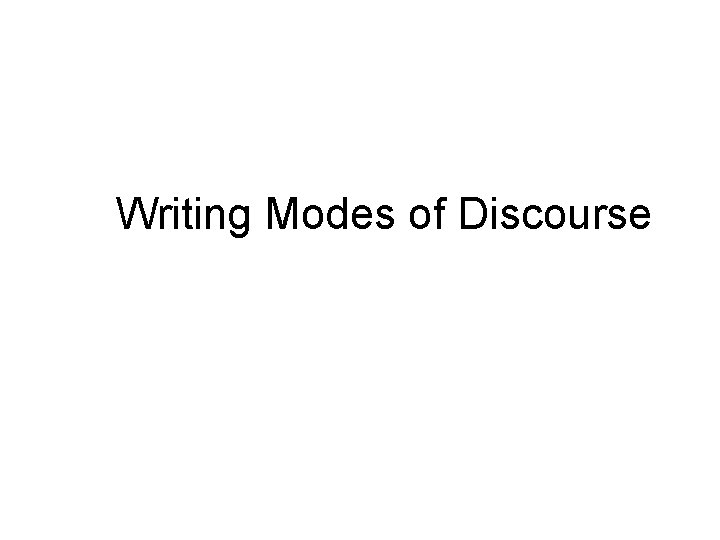 Writing Modes of Discourse 