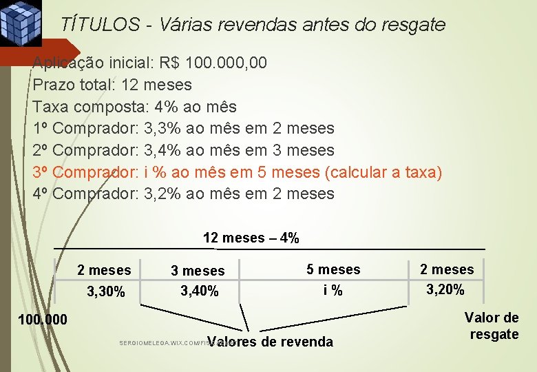 TÍTULOS - Várias revendas antes do resgate Aplicação inicial: R$ 100. 000, 00 Prazo