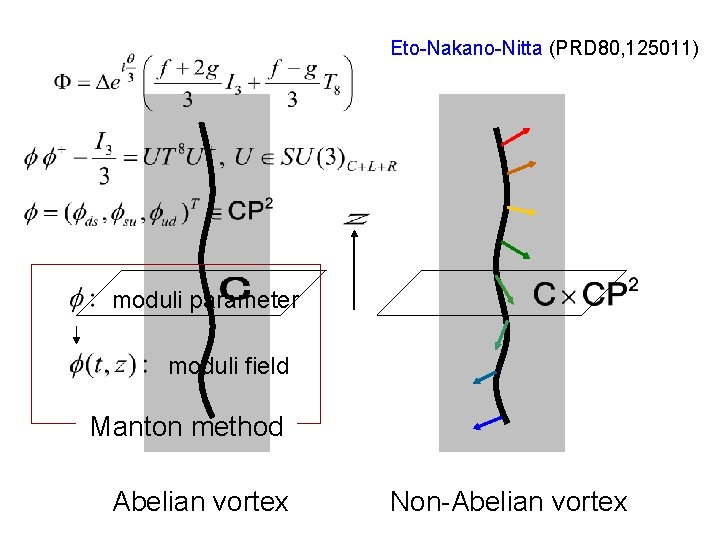 Eto-Nakano-Nitta (PRD 80, 125011) moduli parameter moduli field Manton method Abelian vortex Non-Abelian vortex