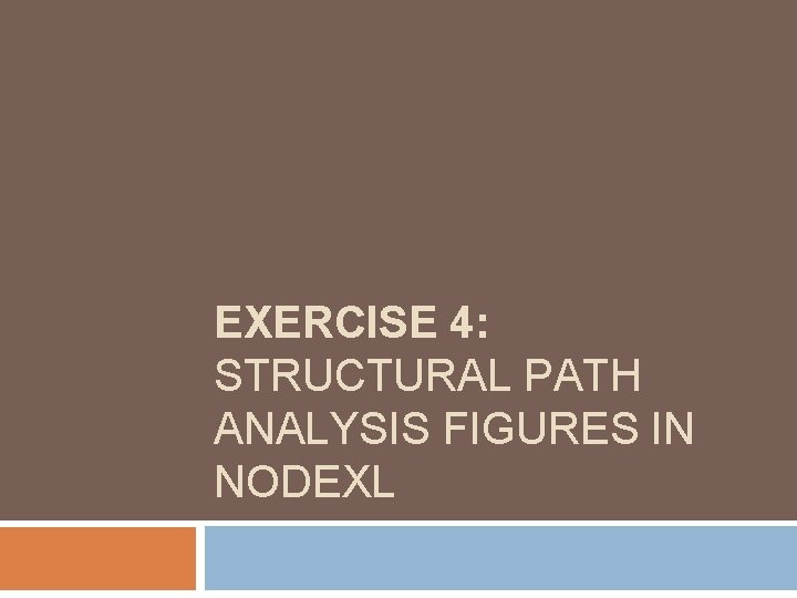 EXERCISE 4: STRUCTURAL PATH ANALYSIS FIGURES IN NODEXL EXERCISE 4: STRUCTURAL PATH ANALYSIS FIGURES IN NODEXL