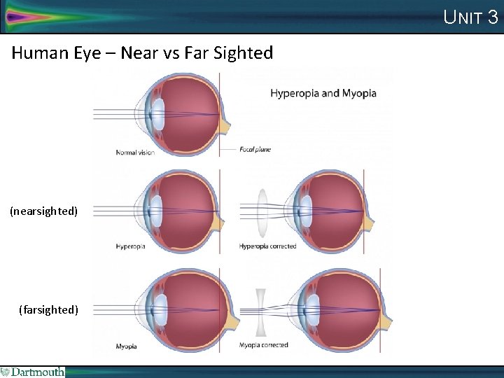 UNIT 3 Human Eye – Near vs Far Sighted (nearsighted) (farsighted) 