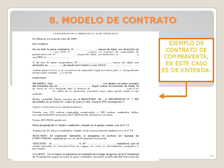 8. MODELO DE CONTRATO EJEMPLO DE CONTRATO DE COMPRAVENTA, EN ESTE CASO ES DE