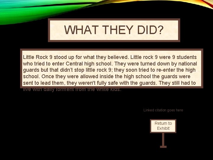 WHAT THEY DID? Little Rock 9 stood up for what they believed. Little rock