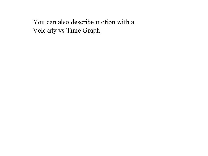 You can also describe motion with a Velocity vs Time Graph 