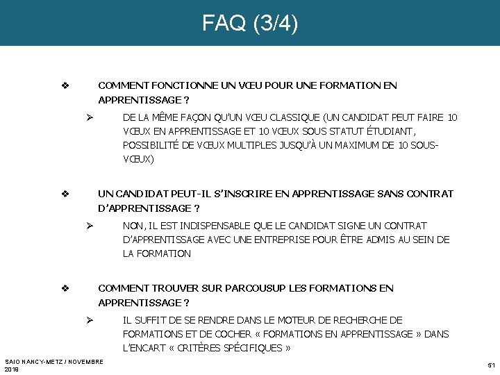 FAQ (3/4) COMMENT FONCTIONNE UN VŒU POUR UNE FORMATION EN APPRENTISSAGE ? v DE