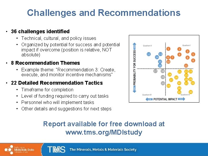 Challenges and Recommendations • 36 challenges identified • Technical, cultural, and policy issues •