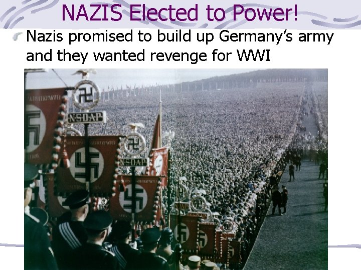 NAZIS Elected to Power! Nazis promised to build up Germany’s army and they wanted