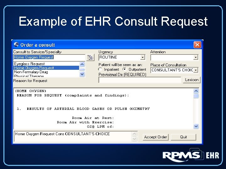 Example of EHR Consult Request 