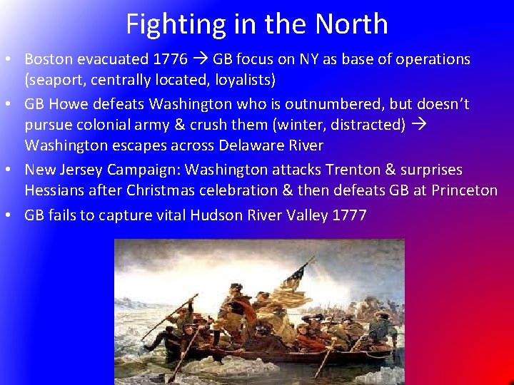 Fighting in the North • Boston evacuated 1776 GB focus on NY as base