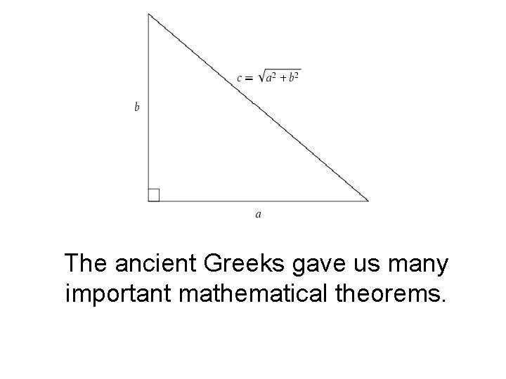 The ancient Greeks gave us many important mathematical theorems. 