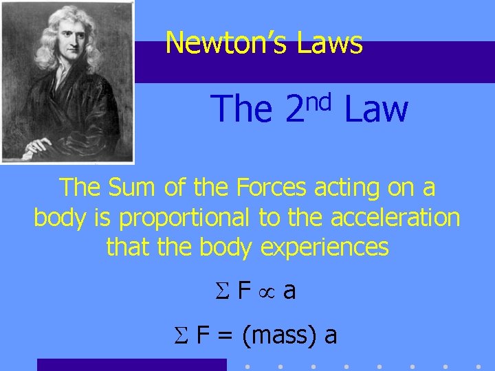 Newton’s Laws The nd 2 Law The Sum of the Forces acting on a